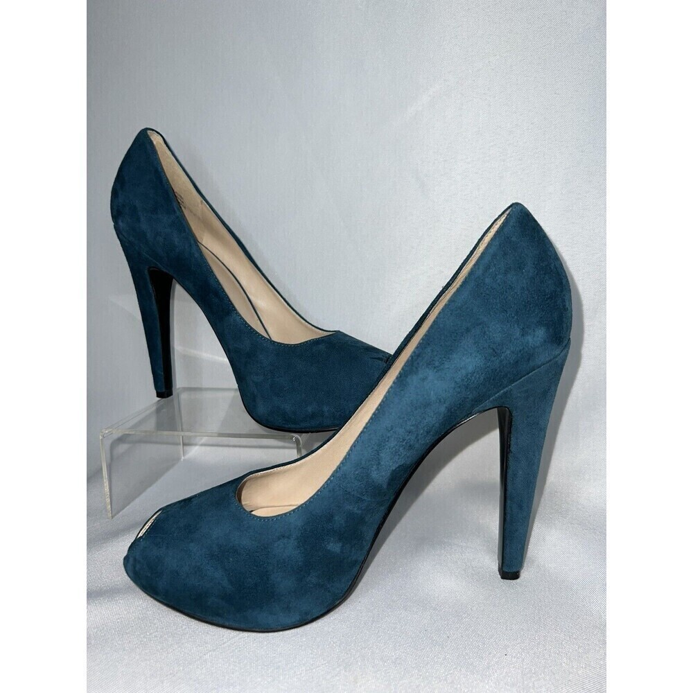Nine West Peep Toe Dark Turquoise High Heels Womens Sz 10 Leather Upper